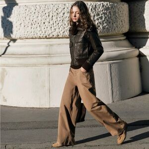 MANGO NWT Wide-Leg Mid-rise Loose Fit Jeans in Caramel